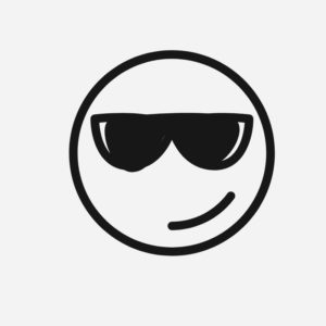 smirk emoji with black sunglasses and black outline